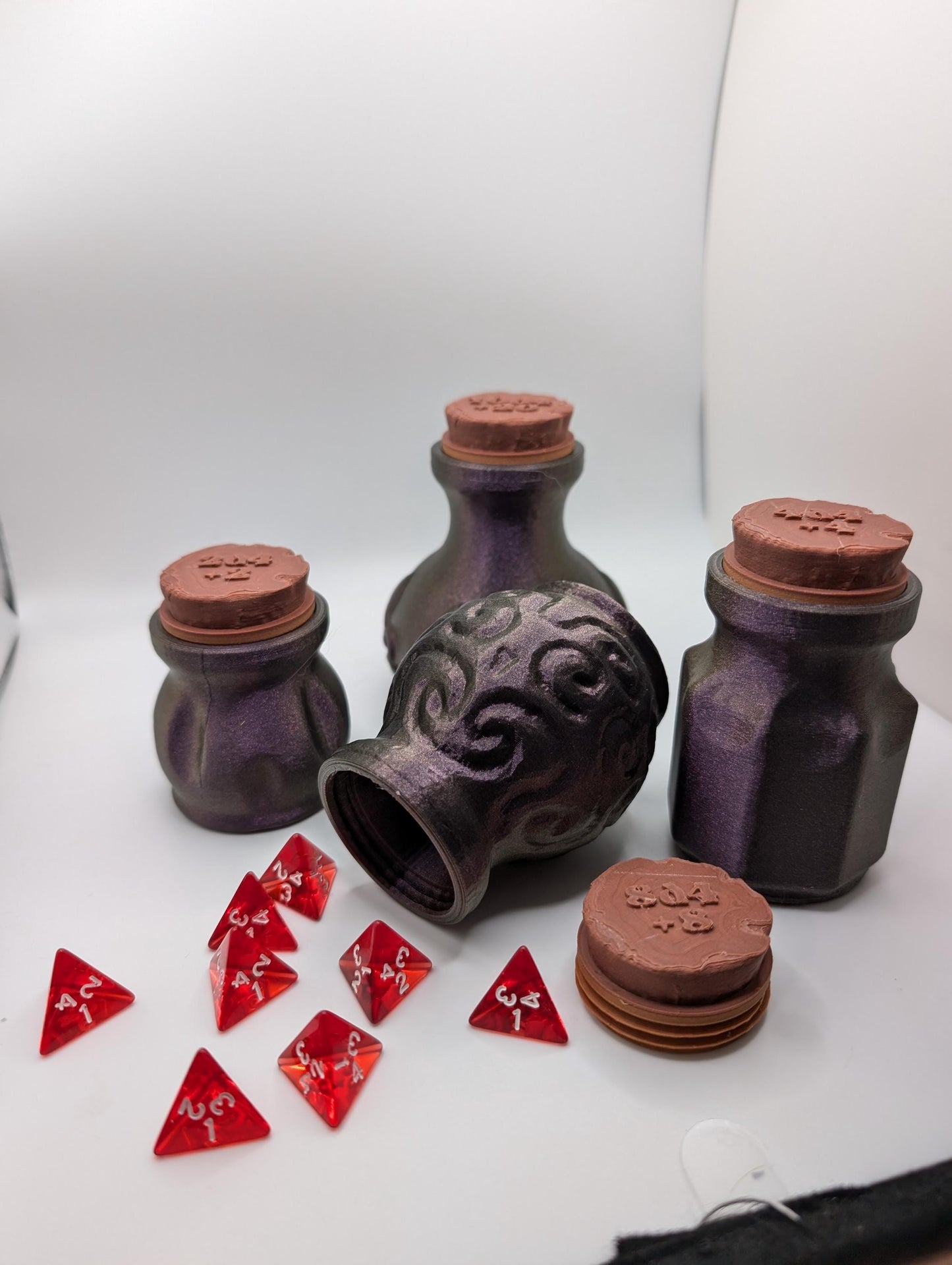 DnD Potion Bottles with Dice Included