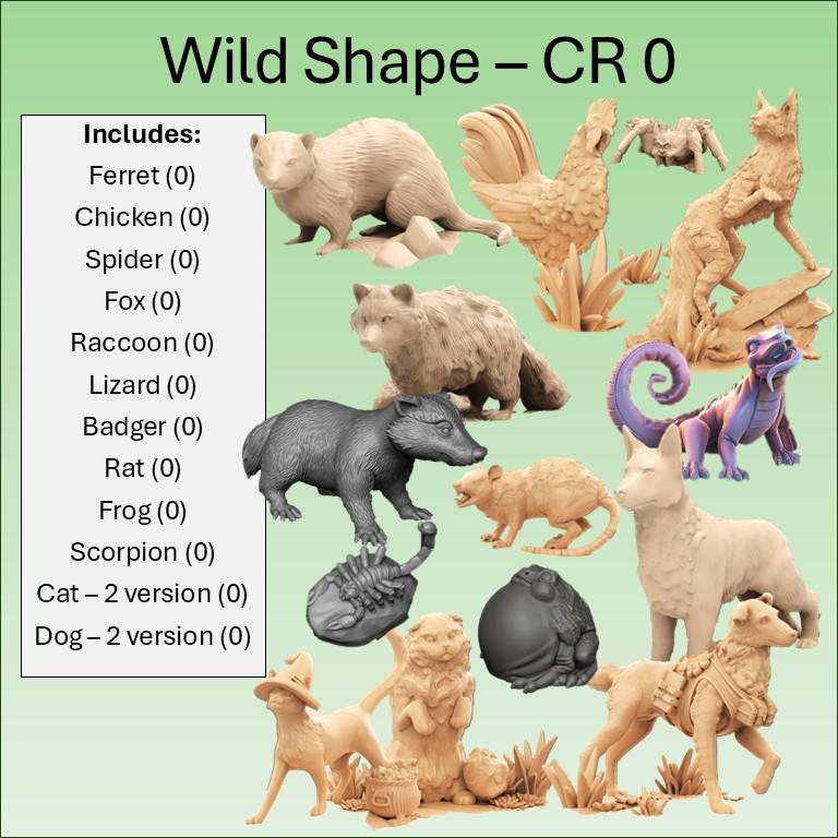 Druifd Wild Shape - Grouped by CR