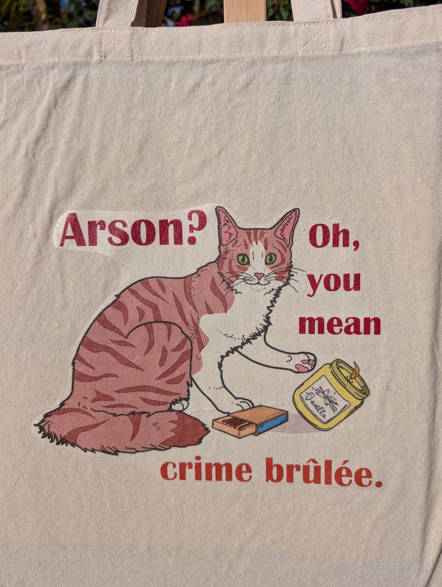 Crime Brulee Tote Bag