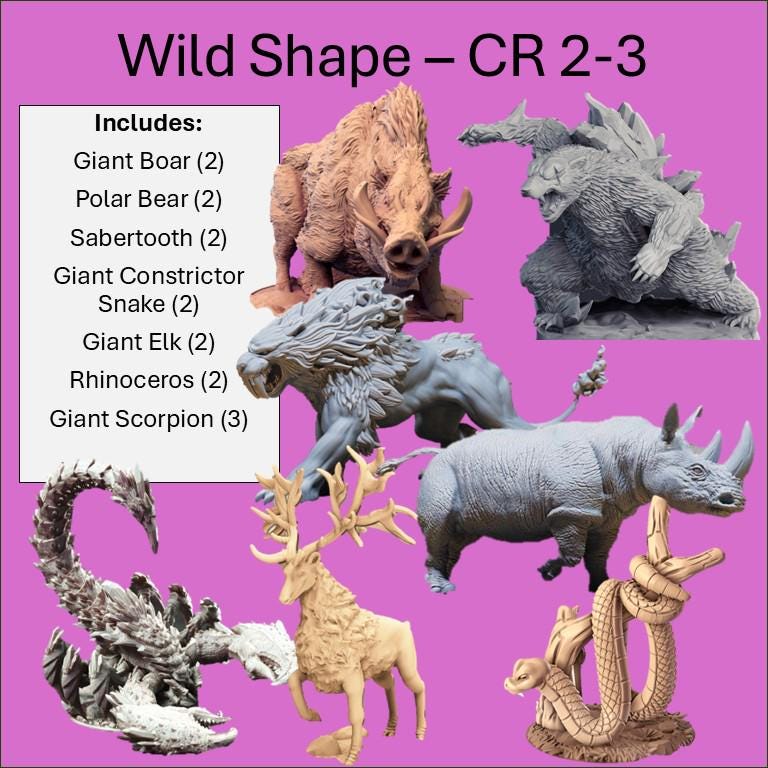Druifd Wild Shape - Grouped by CR