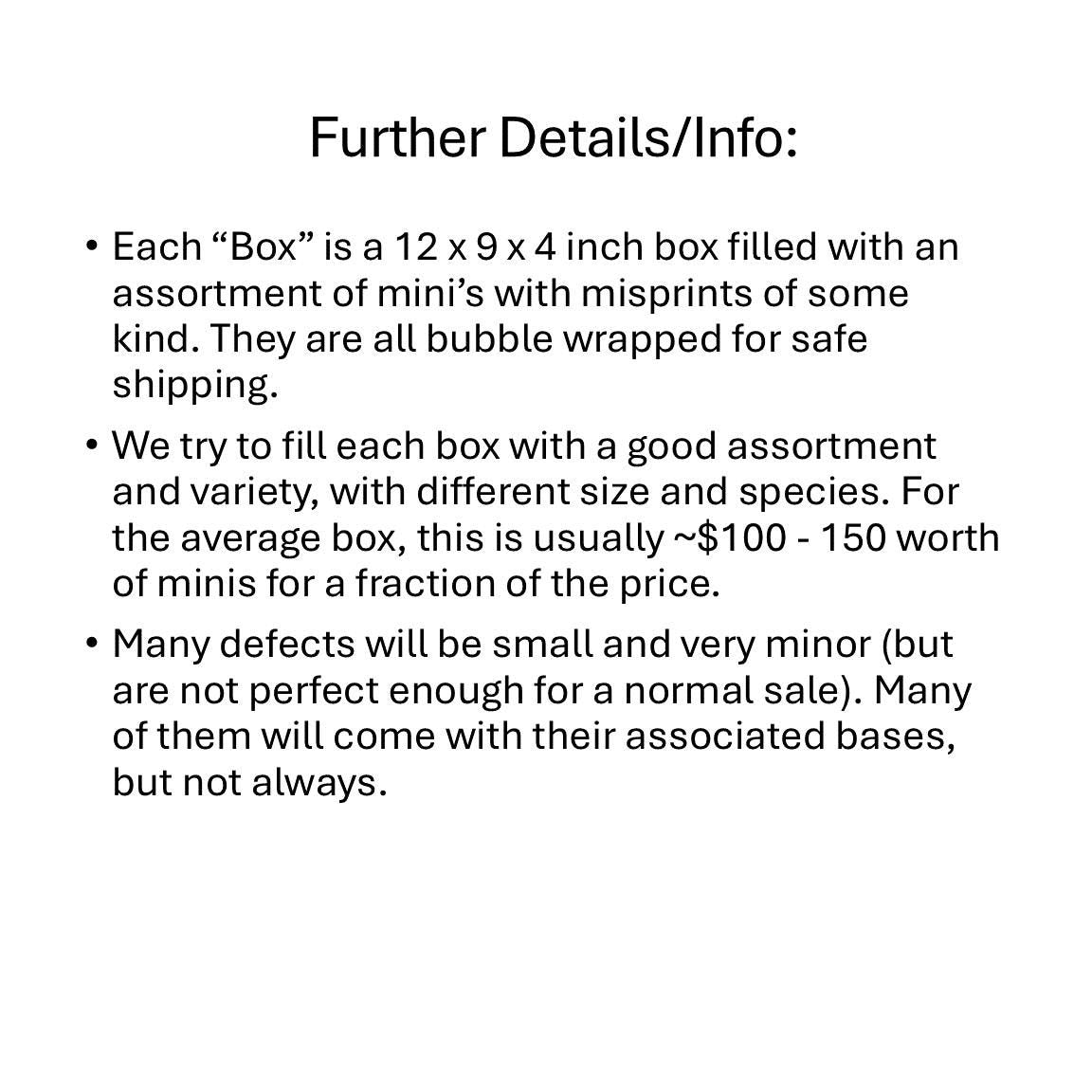 Battle-Worn Minis (12x9x4 inch box of Misprints)